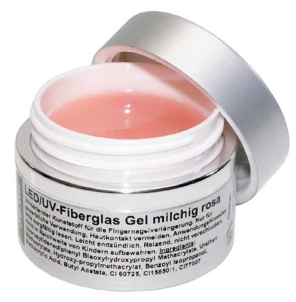 15 ml. / 30 ml.  Premium LED/UV-Gel Fiberglas milchig rosa - dickviskose milky rosé Babyboomer