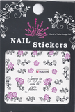 Wasser Nail Sticker / Tattoo "Spring" - dezente Blumen Ranken schwarz violett - BLE 2006