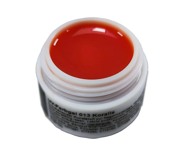 5 ml. UV / LED Premium Farbgel Korallen- Rot  / Nagelgel für Full-Cover oder French - No. 013