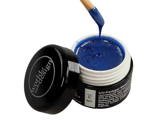 5 ml. UV Farbgel Metallic Glitter Stahlblau - Glitter Nagelgel mit Metalliceffekt