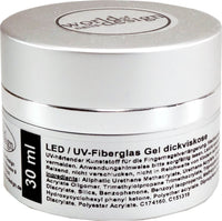 Sonder-Edition: 30 ml LED/UV-Gel Fiberglas klar, extra starke Haftung bei Problemnägeln - Tiegel Silber