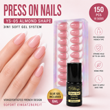 Monatsknüller : 𝟏𝟓𝟎 𝐒𝐭𝐮̈𝐜𝐤 Mandel Babyboomer  𝐏𝐫𝐞𝐬𝐬 𝐎𝐍 𝐒𝐨𝐟𝐭 𝐆𝐞𝐥 𝐓𝐢𝐩𝐬 incl. Glue Gel  -  Fullcover Almond Nails - freie Auswahl