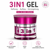 Nagelgel für Profi`s:  UV + LED Gel, ProLine 3 in 1,  dickviskose klar - Designer Tiegel Pink / Violett