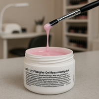 50 ml LED/UV-Fiberglas Gel dickviskose milchig rosa 1 Phasengel, Aufbaugel