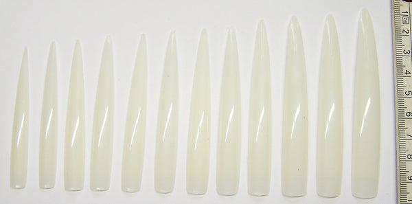 XXL - Stiletto Tips - 12er Set - Natur / Klar - freie Auswahl