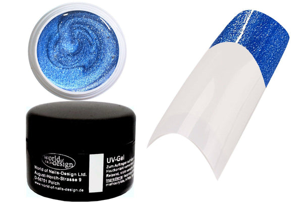 5 ml. UV Farbgel Metallic Glitter Stahlblau - Glitter Nagelgel mit Metalliceffekt