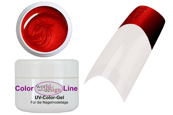 5 ml. UV Farbgel Metallic Rot - HQ Nagelgel Rot - Farbintensiv, edel schimmernd