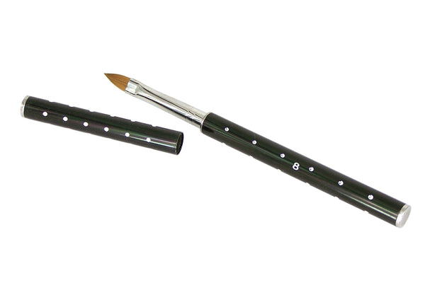 Studio Acrylpinsel Gr. 8 -DE LUXE- Schwarz im Strassdesign - Schutzkappe, Stiftform