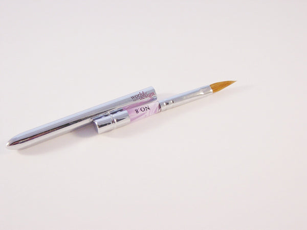 Acrylpinsel ( chrome / Pink ) Gr. 8 in Stiftform mit Schutzkappe - Rotmarderhaar -