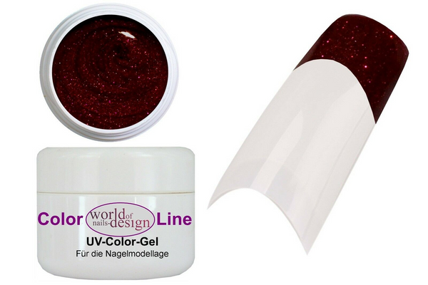 5 ml UV Glitter Gel "Bourdeaux  Fine" No. 317 - luxuriöses Glittergel für Fullcover + Schmucknagel