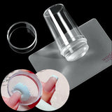 spezieller weicher French Stempel Clear mit Scrapper - Jelly Stempel mit Schutzkappe - Stamper für Quick French Nails