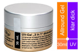 Sonder-Edition: 30 ml. "3in1 " Allround UV + LED Gel, dickviskose - Spezial Nagelgel für alle 3 Schichten - Auswahl
