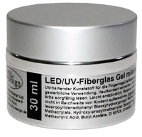 Sonder-Edition: 30 ml LED/UV-Gel Fiberglas klar, extra starke Haftung bei Problemnägeln - Tiegel Silber