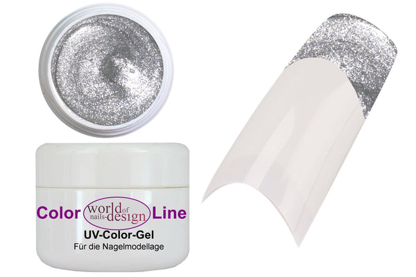 5 ml UV Farbgel Metallic Glitter Fein Silber No. 8319  - für French, Hochzeitsnägel + Schmucknagel