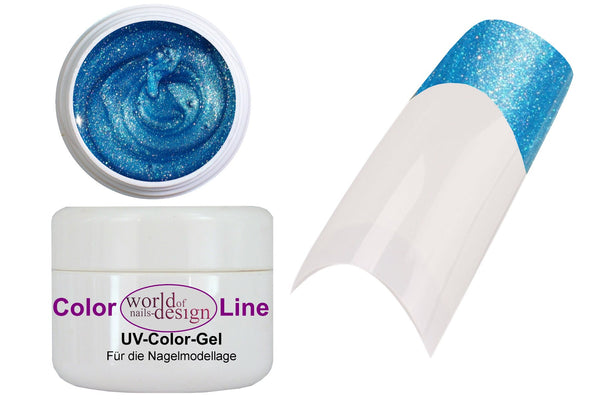 5 ml.UV Farbgel Metallic Hellblau - Nagelgel edel schimmernd für Full Cover und French