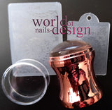spezieller weicher French Stempel Clear mit Scrapper - Jelly Stempel mit Schutzkappe - Stamper für Quick French Nails