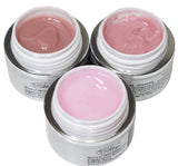 4 x 15 ml. Spar-Set: UV/LED Gelee Gel, Jelly Gel, Aufbaugel, Camouflage, sehr gut für Anfänger,  baby rosa, cover light rosé, cover beige + klar