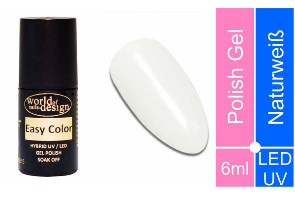 Easy Color LED/UV Polish Gel, Hybridlack, Soak Off Gel ablösbar- Naturweiß 6 ml