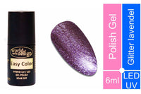 Easy Color LED/UV Polish Gel, Hybridlack, Soak Off Gel ablösbar- Glitter Lavendel 6 ml