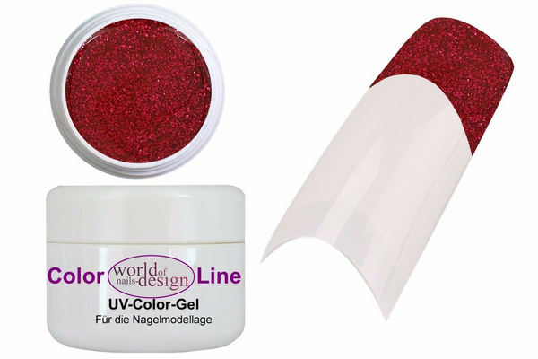 5 ml UV Glitter Gel "Cherry Red" - beliebtes Glittergel für Fullcover + French + Schmucknagel